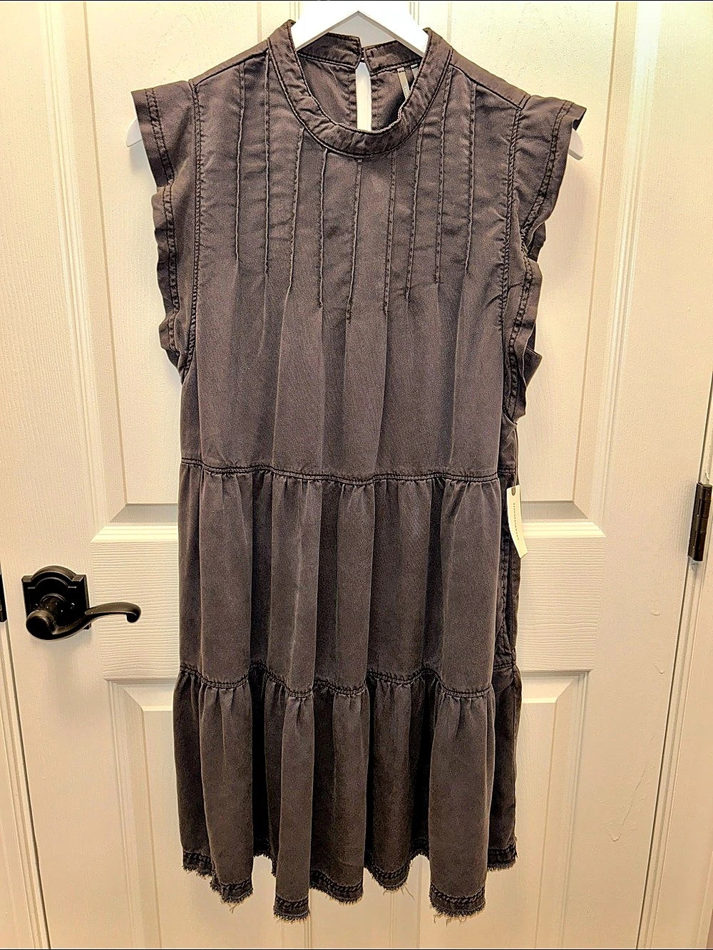 By Anthropologie Tiered Sleeveless Midi Dress in Gray Size Medium NWT